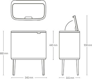 Brabantia Bo Touch Waste Bin Made of Stainless Steel Push White 36lt