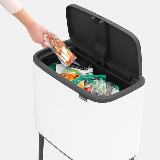 Brabantia Bo Touch Waste Bin Made of Stainless Steel Push White 36lt
