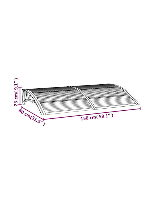 vidaXL Polycarbonat Kapuzinerdach Tür/Fenster P150xB80cm