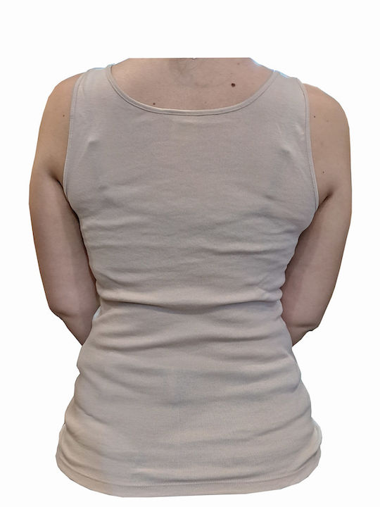 Palco Women's Sleeveless Cotton T-Shirt Beige 2Pack