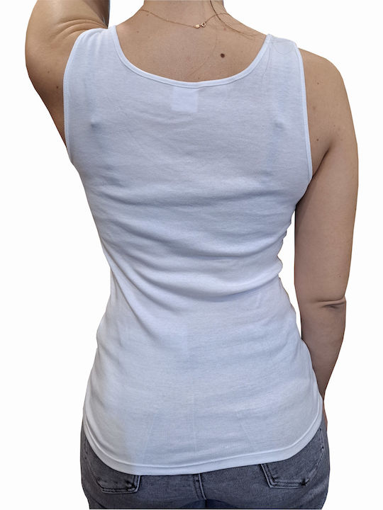 0/064 Women's Sleeveless Cotton T-Shirt White 2Pack
