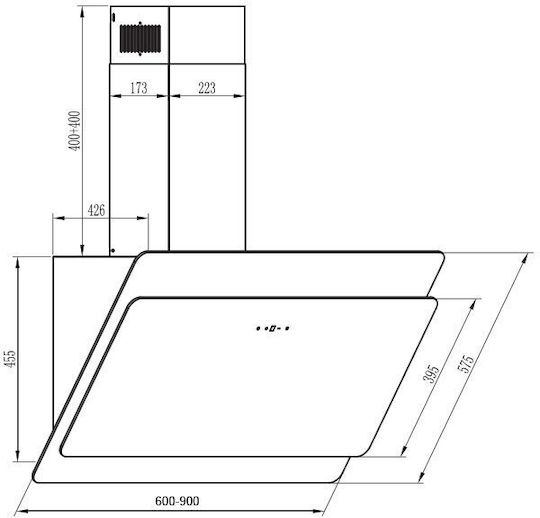 Gruppe Kalos 60 Chimney Vent Hood 60cm Black