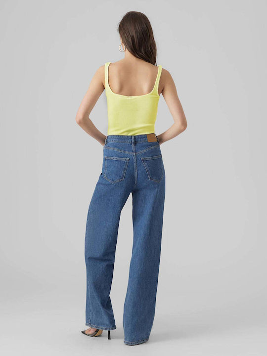 Vero Moda pentru Femei de Vară Bluză din Bumbac Fără mâneci Lemon Meringue