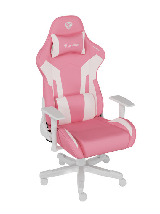 Genesis Nitro 710 Artificial Leather Gaming Chair with Adjustable Arms Pink / White