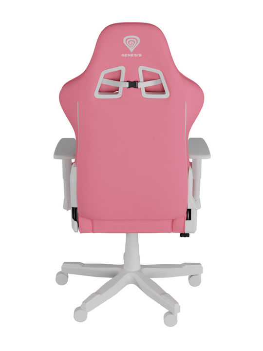 Genesis Nitro 710 Artificial Leather Gaming Chair with Adjustable Arms Pink / White
