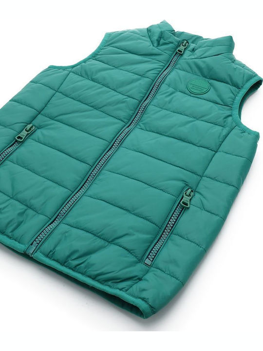 Kids' Quilted Jacket Sleeveless Short Green