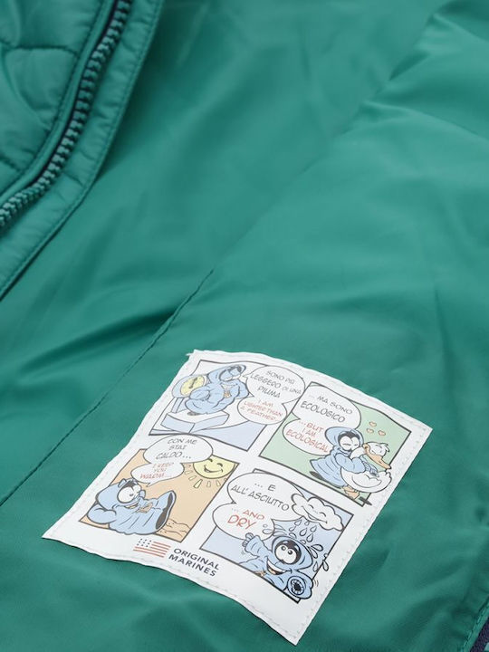 Kids' Quilted Jacket Sleeveless Short Green