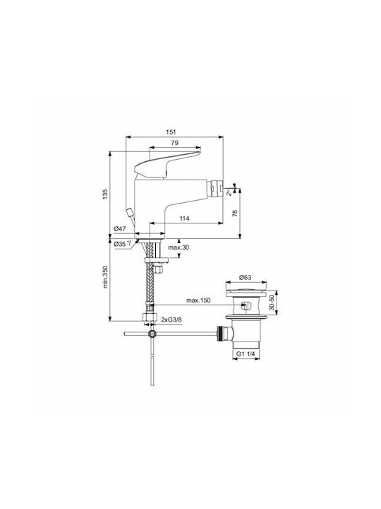 Ideal Standard Ceraflex Baterie Bidet Argintiu