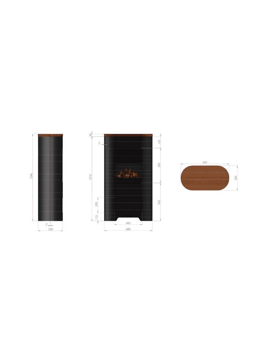 Dimplex Natur 120 Под Електрическа печка 2000W 68.8x124.6см Черен