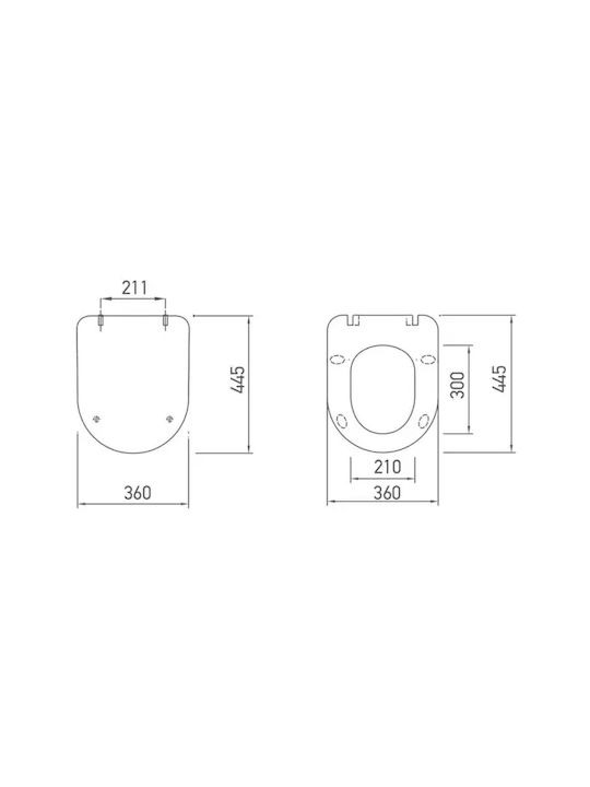 Tema Καπάκι Λεκάνης Slim Soft Close από Βακελίτη 44.5x36cm Λευκό