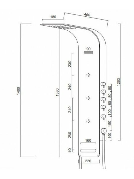 Icos Astrea Στήλη Υδρομασάζ 140cm Λευκή