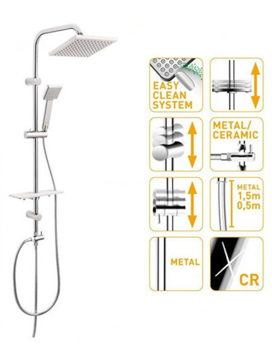 Ferro Squerto LUX Shower Column Without Battery 98.5cm Black