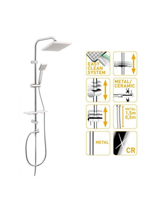 Ferro Squerto LUX Shower Column Without Battery 98.5cm Black