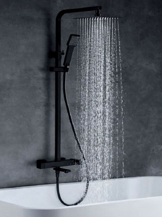 Imex Adjustable Shower Column with Mixer 95-140cm Black