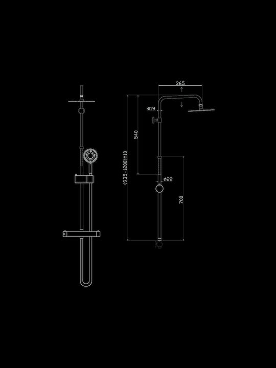 Karag Eleni Adjustable Shower Column without Mixer 93,5-120cm Silver