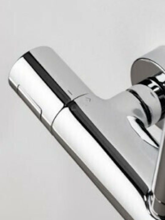 Eurorama Thermo Round Shower Column with Bathtub Mixer 110cm Silver