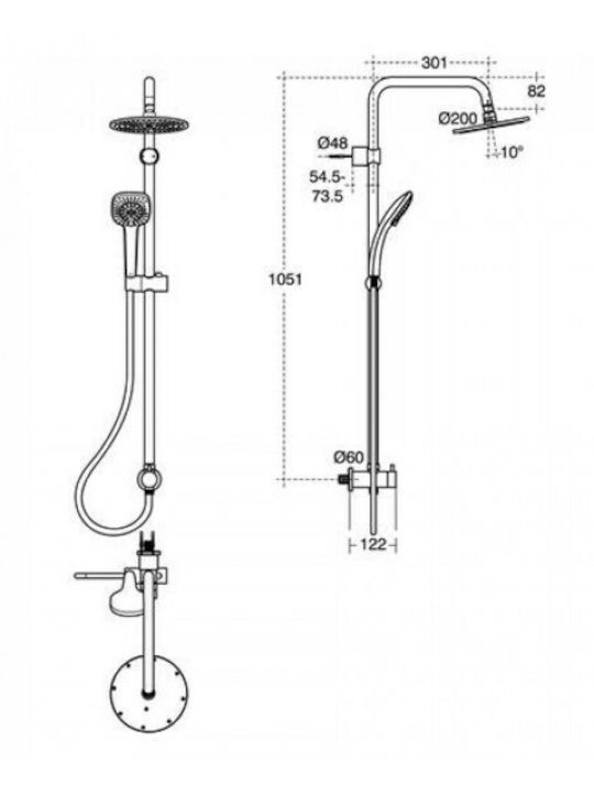 Ideal Standard Idealrain Duo Kit System Duschsäule ohne Armatur 105cm Silber