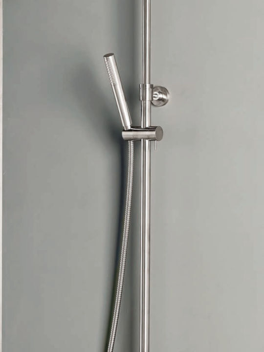 Armando Vicario Industrial Adjustable Shower Column with Bathtub Mixer 94-122cm Silver