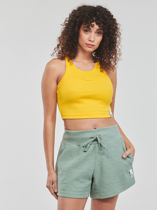 Γυναικείο Αθλητικό Crop Top Αμάνικο Κίτρινο