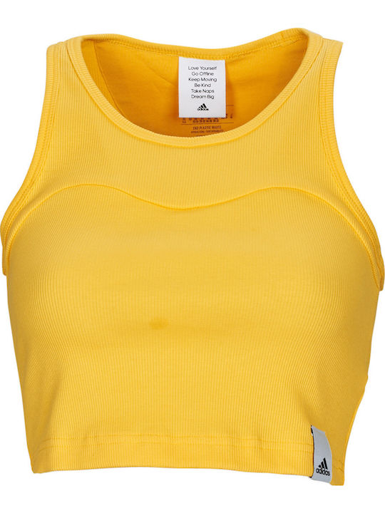 Γυναικείο Αθλητικό Crop Top Αμάνικο Κίτρινο