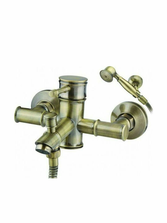 Gloria Bamboo Mixing Retro Bathtub Shower Faucet Complete Set Bronze