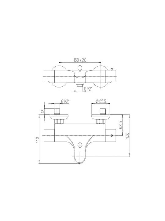 Paini Sirie 2T Bade- / Duscharmatur Badewanne Thermostatische Silber