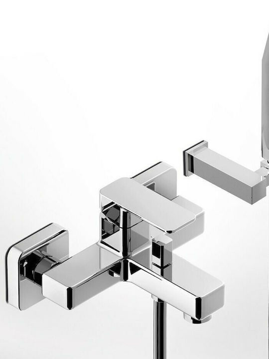 Eurorama Quadra Mixing Bathtub Shower Faucet Complete Set Silver