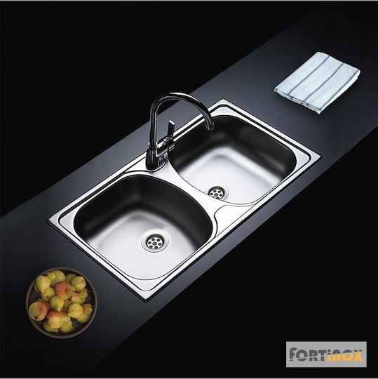 Fortinox Slender 24200 Ένθετος Νεροχύτης Inox Σατινέ Μ78.5xΠ44.5cm Ασημί