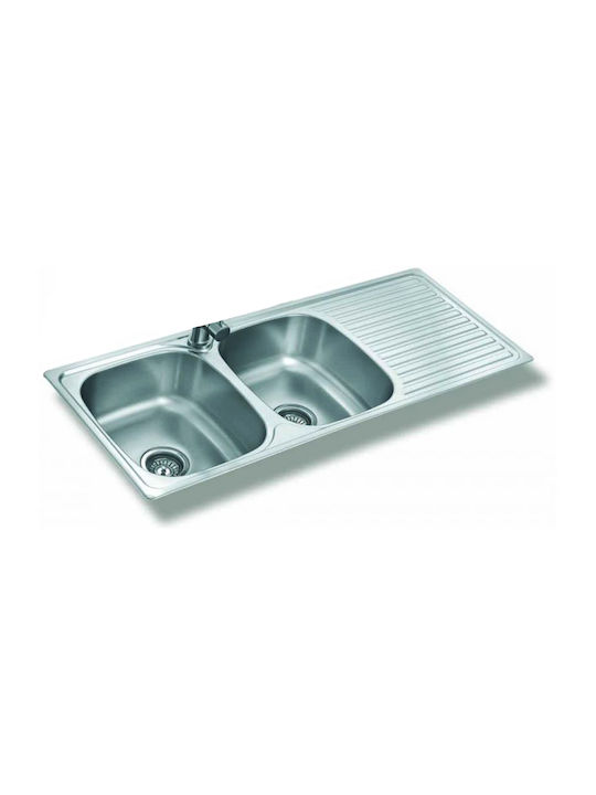 Gloria Practika Finox 304 18-1933 Drop-In Sink Inox Satin W118xD48cm Silver