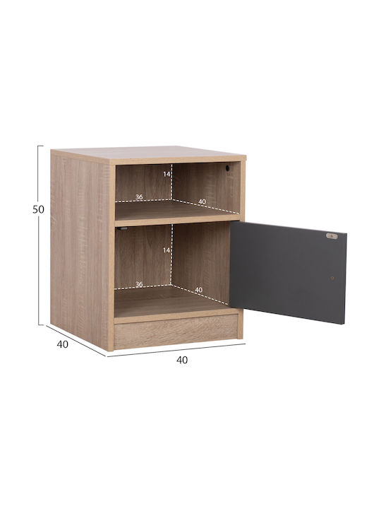 Bedside Table Malory Wooden Sonama Grey 40x40x50cm