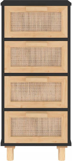 Chest of Drawers of Solid Wood with 4 Drawers 40x30x90cm