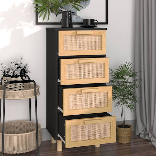 Chest of Drawers of Solid Wood with 4 Drawers 40x30x90cm