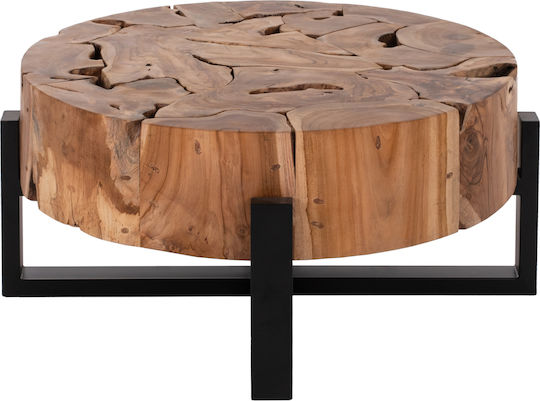 Rundes Zentral Kaffeetisch Mobley aus Massivholz Natur M80xP80xH40cm