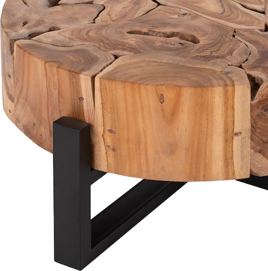 Rundes Zentral Kaffeetisch Mobley aus Massivholz Natur M80xP80xH40cm