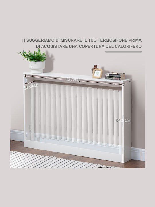 HomCom Калориферен Капак от MDF Бял 120x18x84см