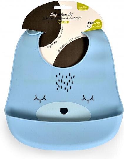 Cangaroo Oscar Waterproof Bib Silicone with Button Blue for 4 m+