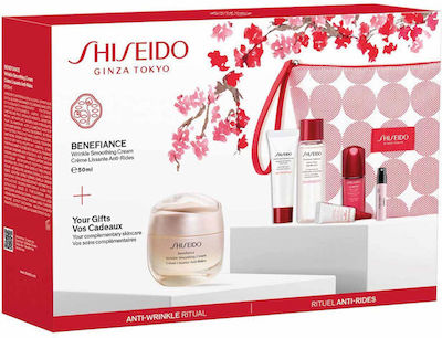 Shiseido Women's Αnti-ageing & Moisturizing Cosmetic Set Benefiance Suitable for All Skin Types with Face Cleanser / Eye Cream / Face Cream / Toiletry Bag 7τμχ