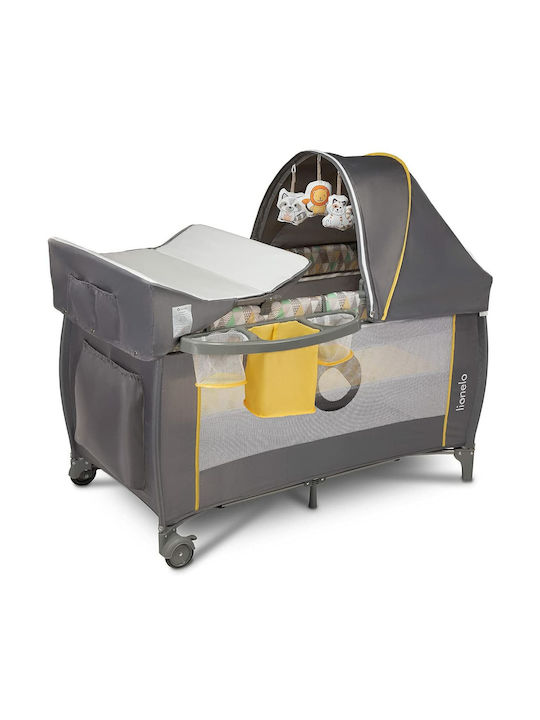 Lionelo Sven Plus Playpen 2 Levels with Changing Table & Mattress Yellow Scandi 127x65cm