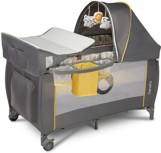 Lionelo Sven Plus Playpen 2 Levels with Changing Table & Mattress Yellow Scandi 127x65cm