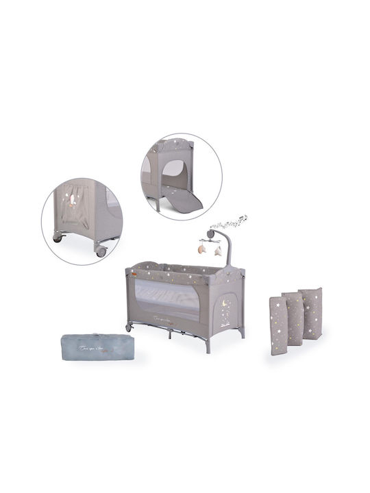 Cangaroo Once Upon A Time Playpen 2 Levels with Mattress Gray 125x62cm