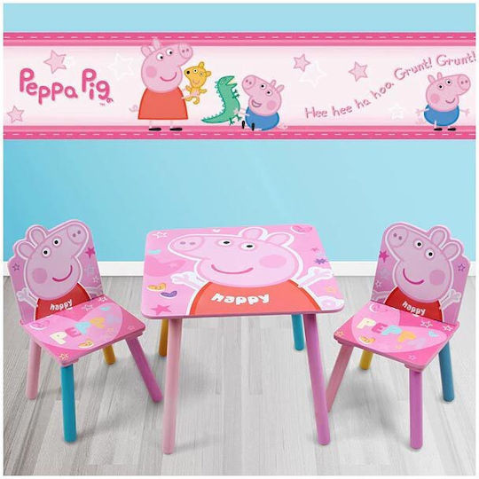 Peppa Pig Комплект Детска Маса със Столове Розов