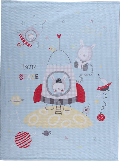 Nef-Nef Homeware Одеяло Детски пелени за пелени Space Pique Синьо 80x110см.
