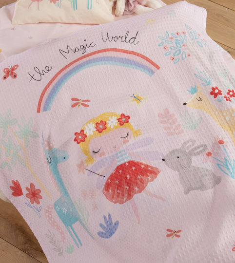 Nef-Nef Homeware Одеяло Детско легло Magic World Pique Розов 110x150см.