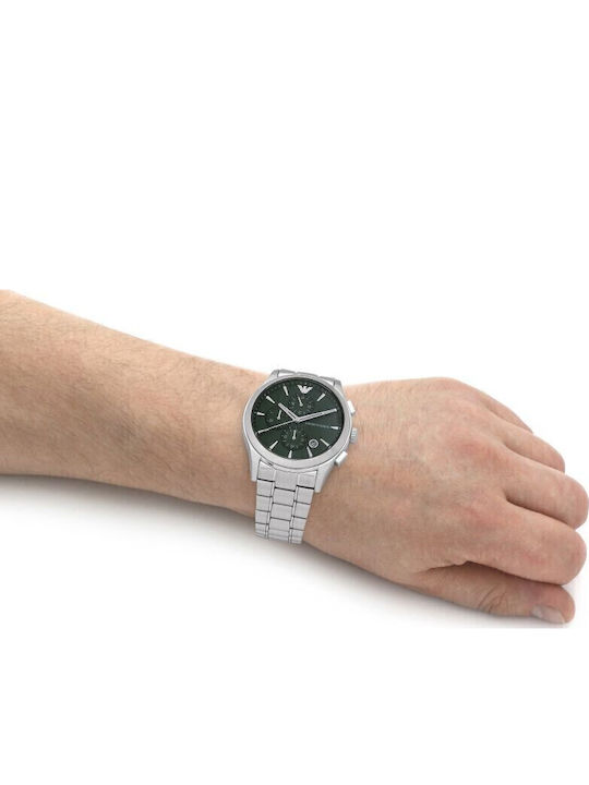 Emporio Armani Paolo Ανδρικό Ρολόι 42mm Αυτόματο με Ασημί Μεταλλικό Μπρασελέ