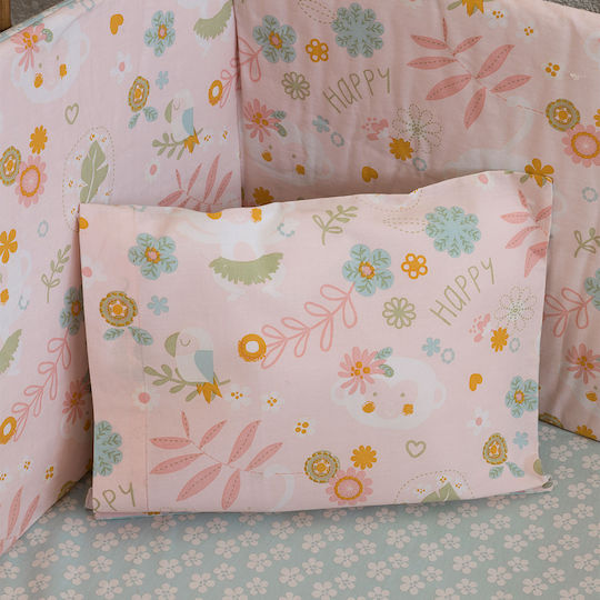 Nima Happy Monkey Set Baby Bettlaken Für Krippe Baumwolle Rosa 120x170cm 3Stück