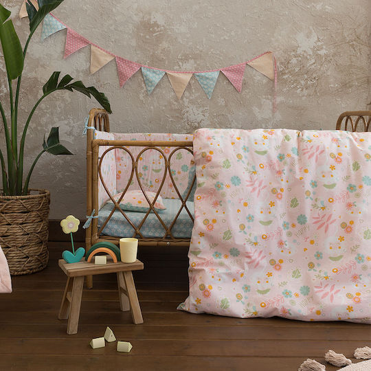 Nima Happy Monkey Set Baby Bettlaken Für Krippe Baumwolle Rosa 120x170cm 3Stück