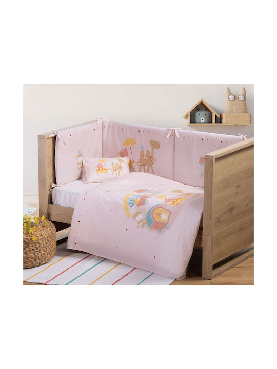 Nef-Nef Homeware Exploring Together Baby Sheets Set Crib Cotton Pink 120x170cm 3pcs 033034