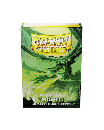 Dragon Shield Might Двойни Матирани Ръкави За Карти Японски Размер 60 Бр Зелени