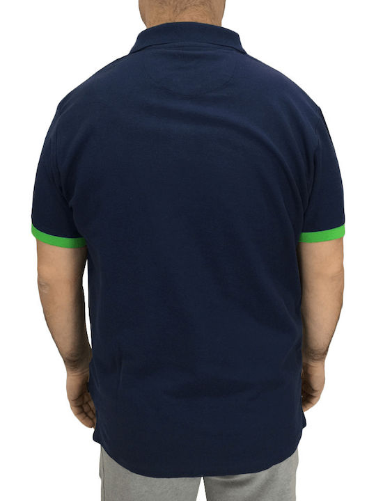 Double S Men's Short Sleeve Blouse Polo Navy Blue