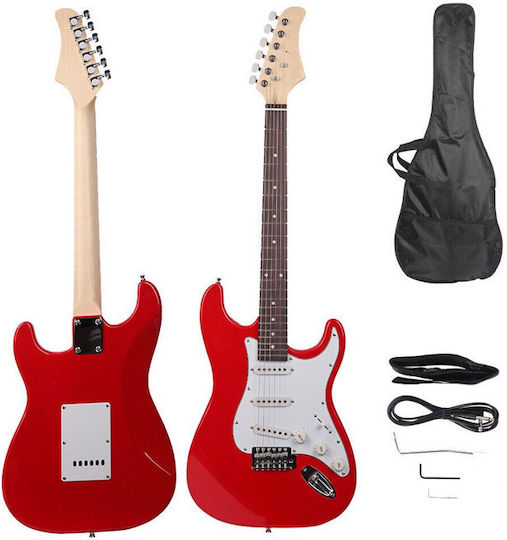 Timeless Tools Комплект Електрическа Китара Stratocaster с SSS Конфигурация на Пикапите Червено с Калъф